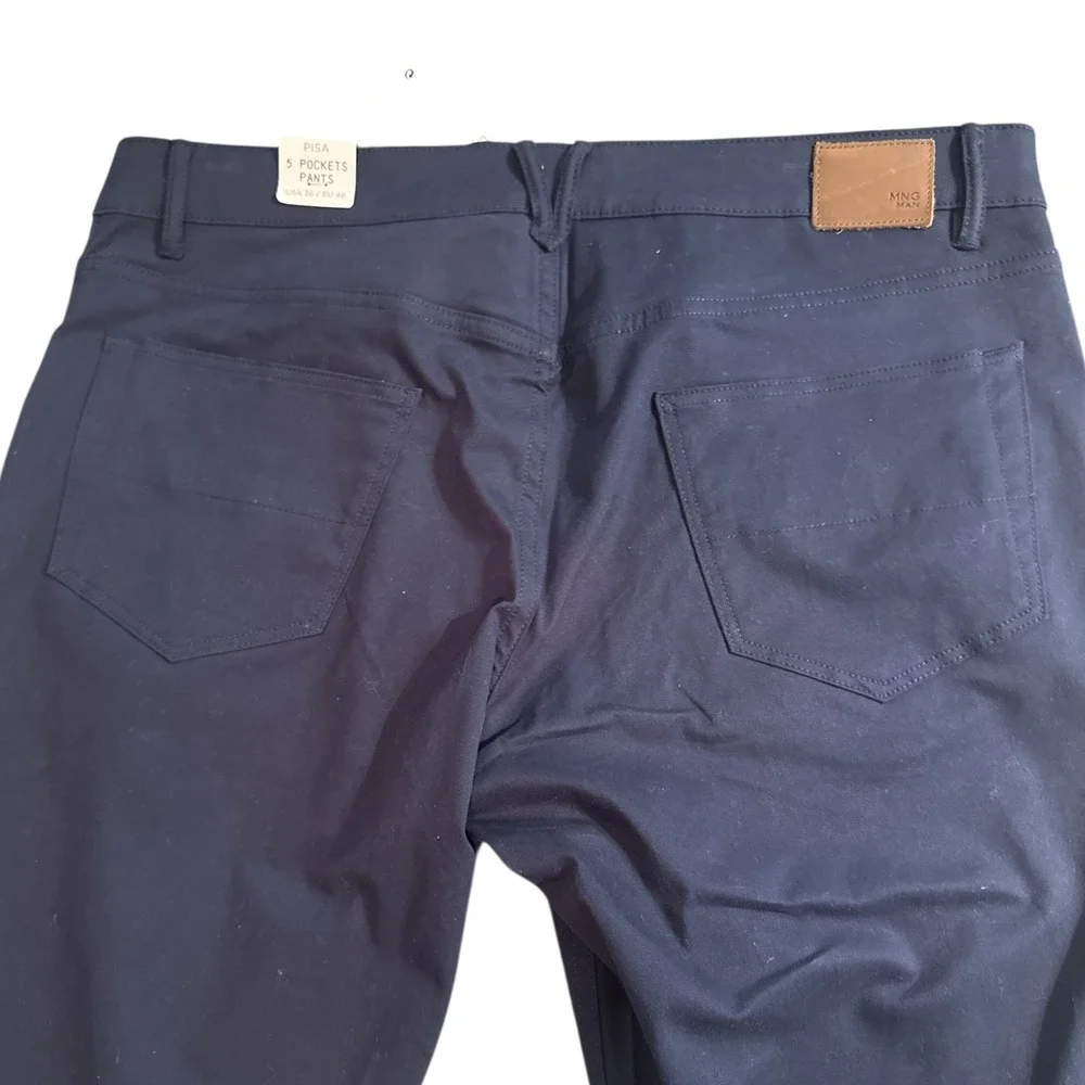 NWT MNG MAN PISA Slim Fit Navy Blue 5 Pocket Pants Mens‎ Size 36x33